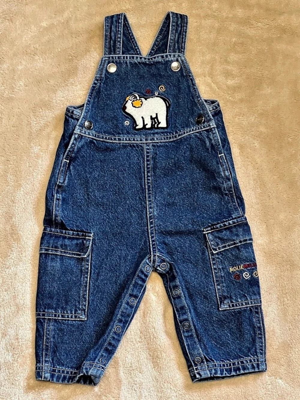 Custom Embroidery Circo Vintage Y2K Rolie Polie Olie Bear Baby Denim Bib Overall